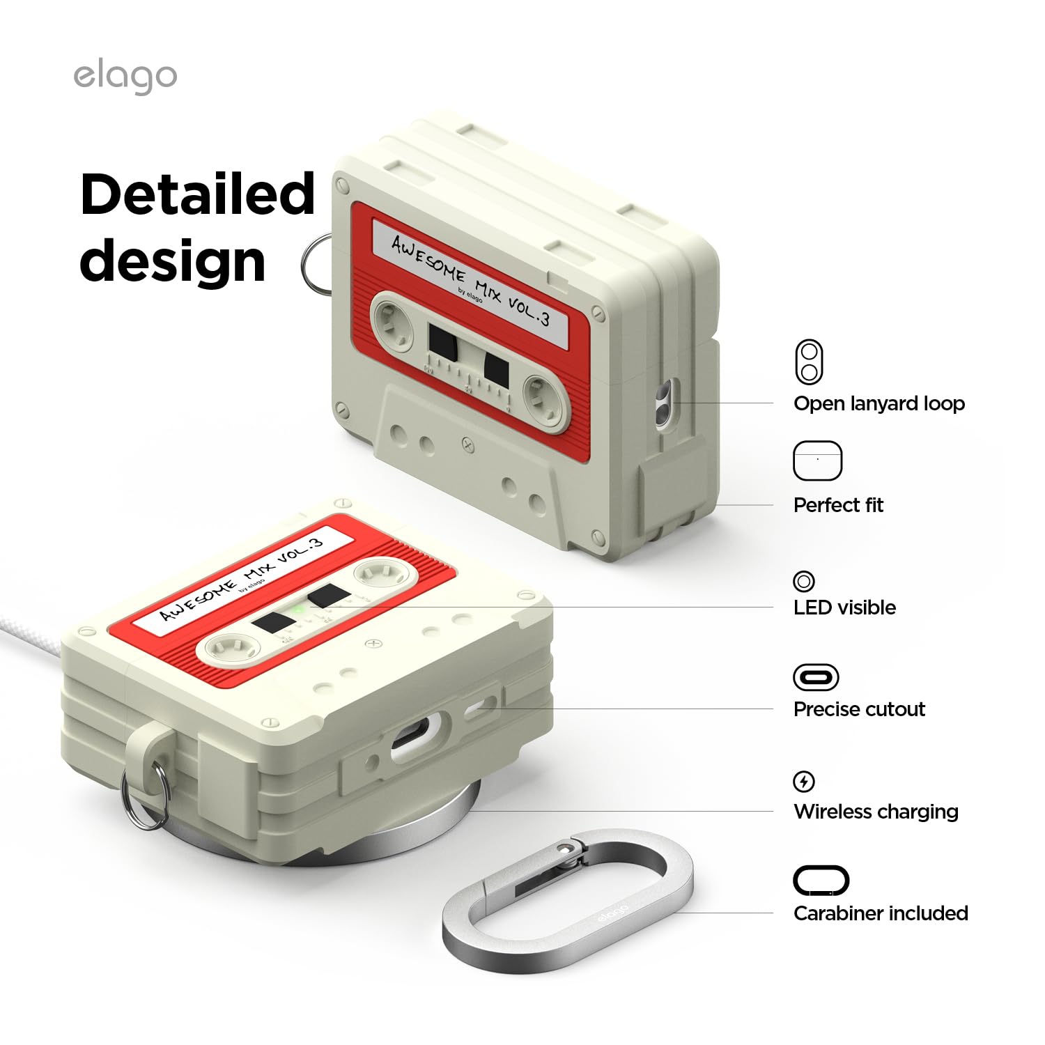 Elago Cassette Tape Case Compatible with AirPods Pro 3 Case - Beige
