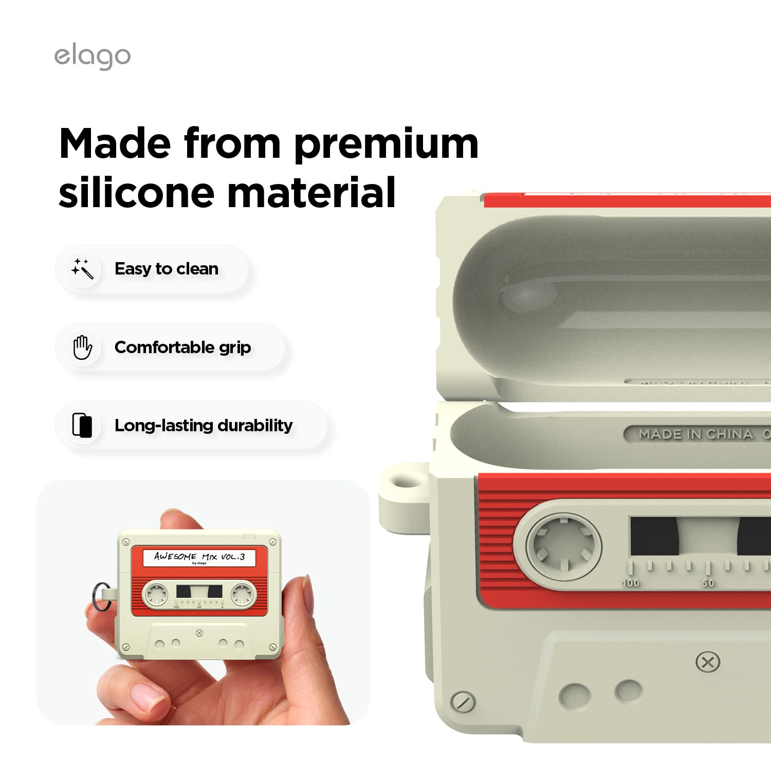 Elago Cassette Tape Case Compatible with AirPods Pro 3 Case - Beige