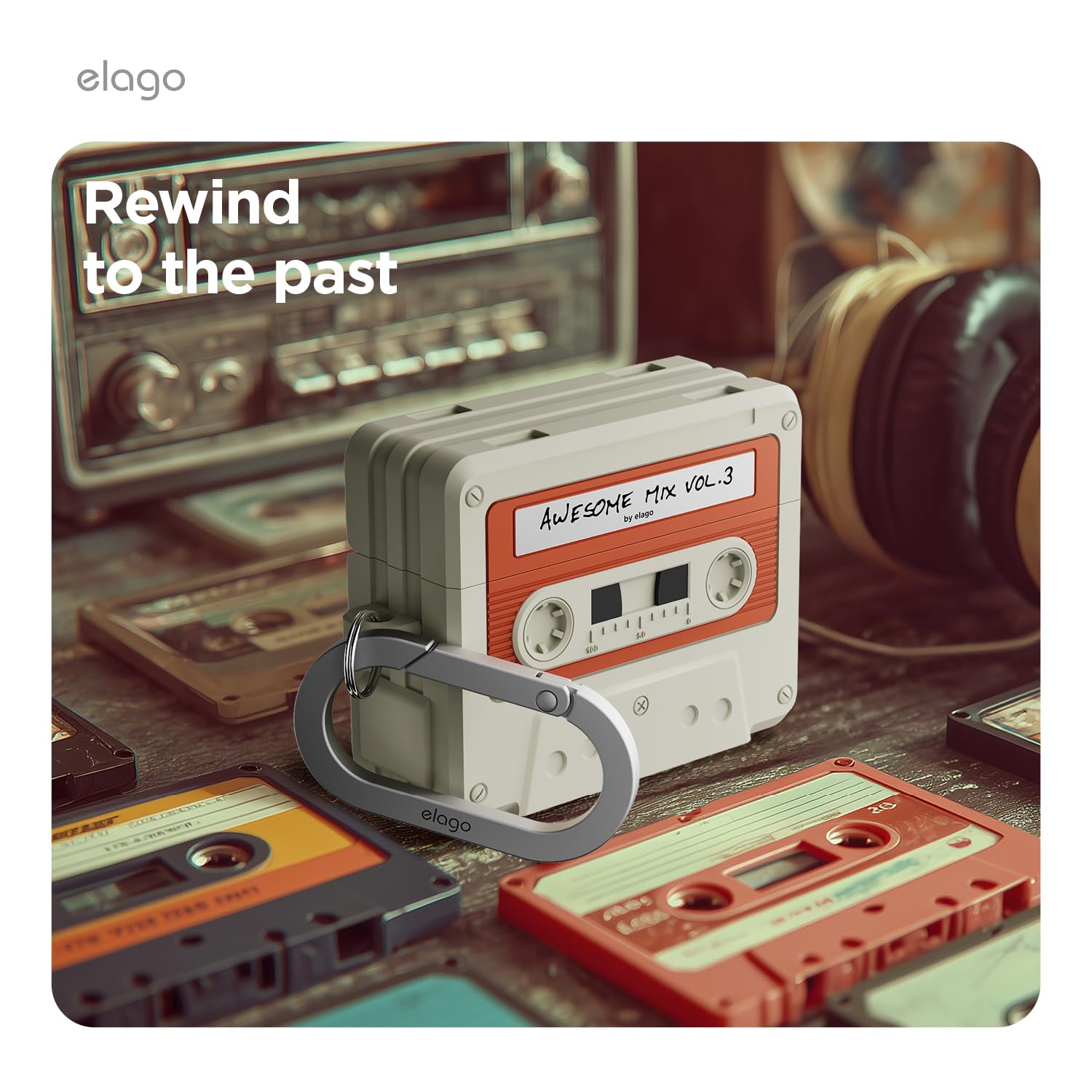 Elago Cassette Tape Case Compatible with AirPods Pro 3 Case - Beige