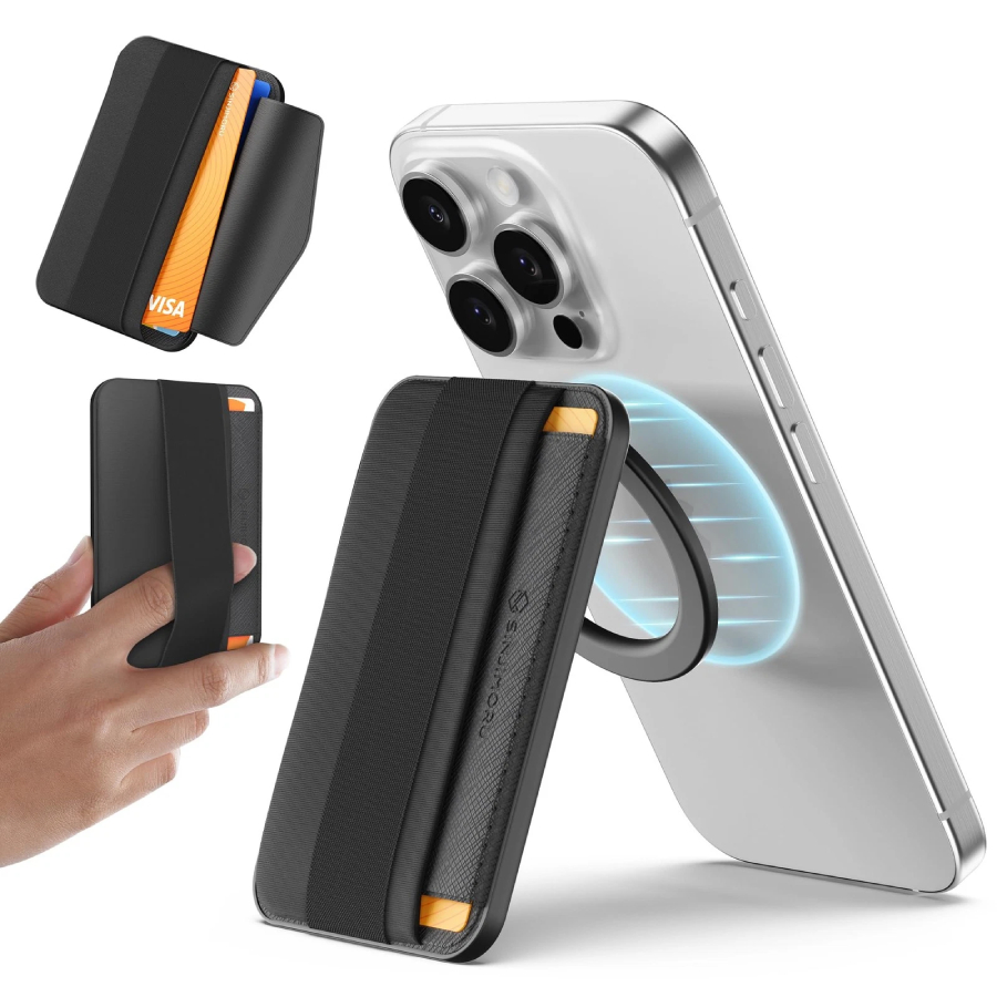 Sinjimoru Adjustable MagSafe Wallet M-Band Stand - Black