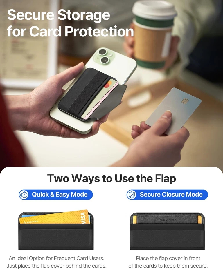 Sinjimoru Adjustable MagSafe Wallet M-Band Stand - Black