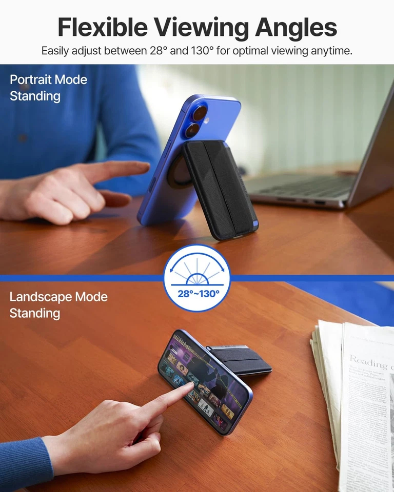 Sinjimoru Adjustable MagSafe Wallet M-Band Stand - Black