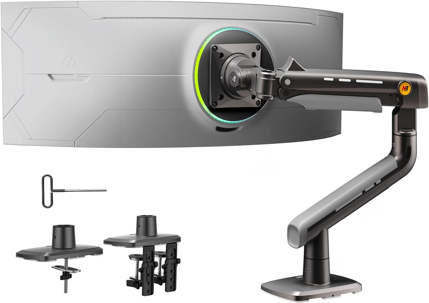 North Bayou Ergonomic Gaming Monitor Stand for 27 to 50 inch Screens, Load Max 18kg - Black & Gray