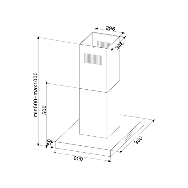 Startec Ceiling Mount Hood 90cm, IT0290F23D2W4 - Stainless Steel