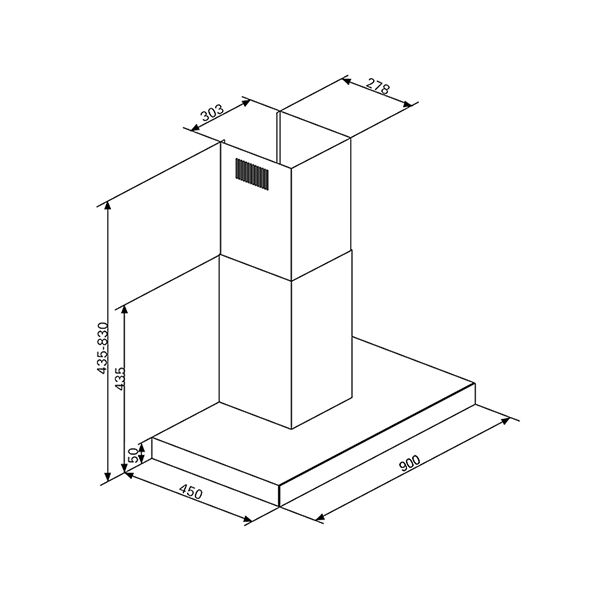 Startec Built-In Hood 90cm, WT0990AF31D2W8 - Stainless Steel