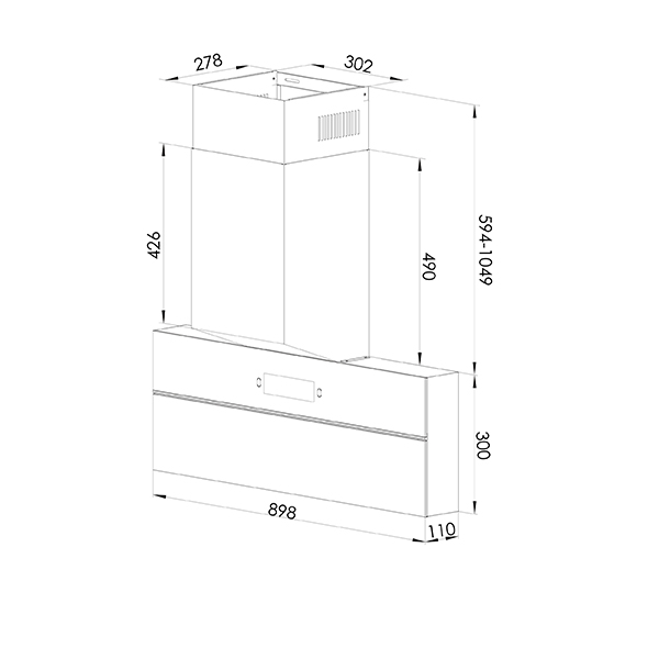 Startec Built-In Hood 90cm, WH0590F29D8W8 - Black
