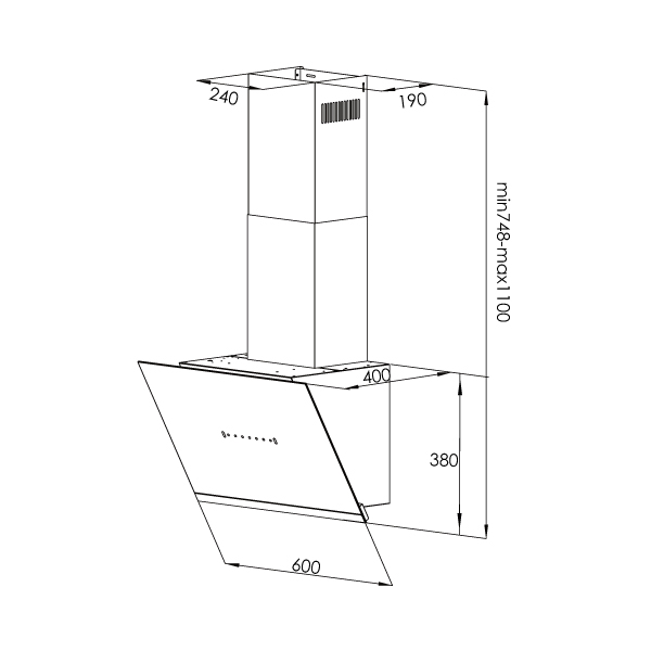 Startec Built-In Hood 60cm, WV1160F25D2W8 - Black Glass