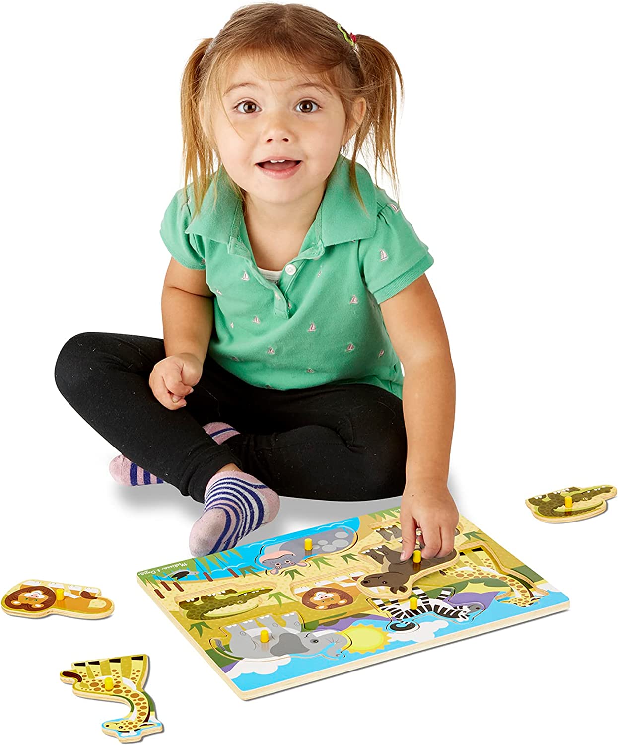 Melissa and Doug Wooden Safari Peg Puzzle
