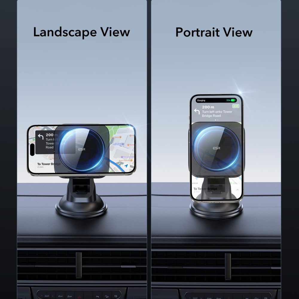 ESR Halolock Magnetic Magsafe Dashboard Car Mount Wireless Charger Qi2 15w - Black