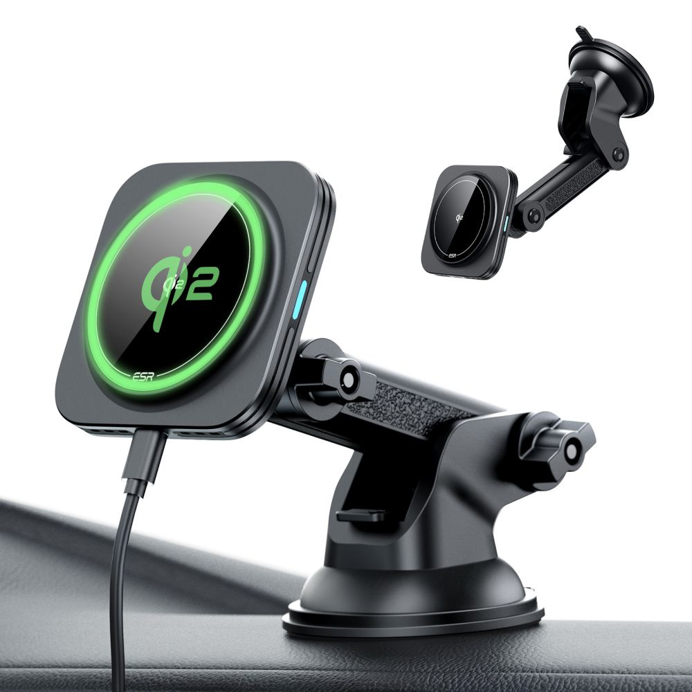 ESR Halolock Magnetic Magsafe Dashboard Car Mount Wireless Charger Qi2 15w - Black