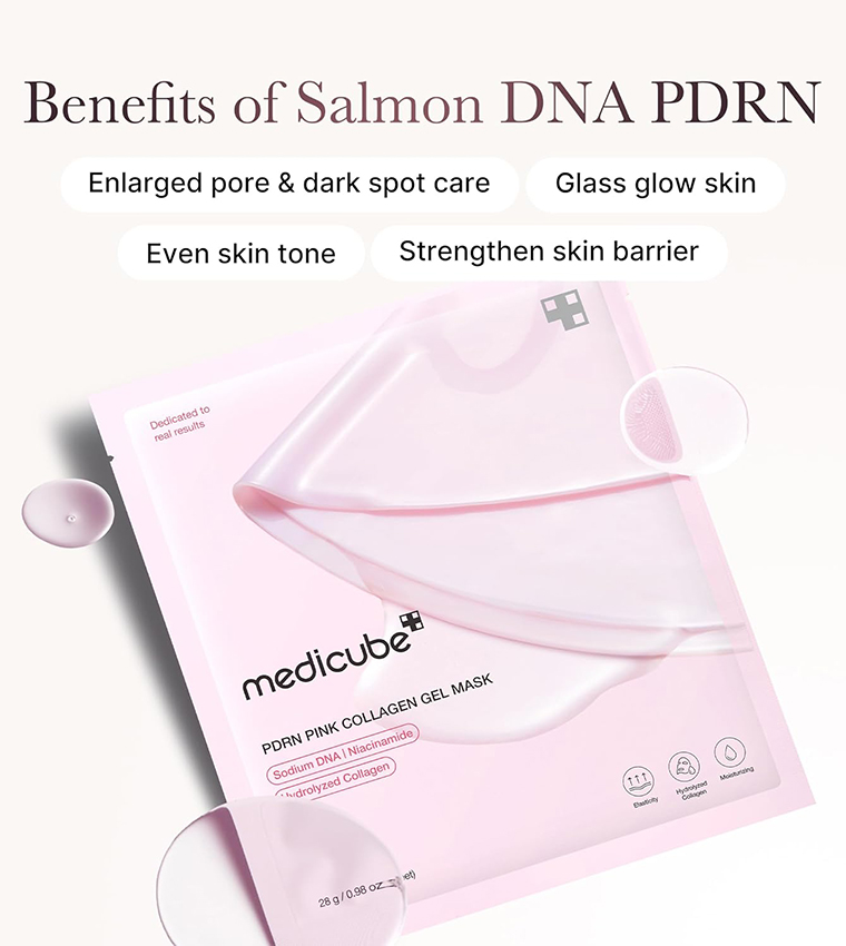 Medicube Salmon DNA PDRN Pink Collagen Gel Mask, Pack of 4 - 28g