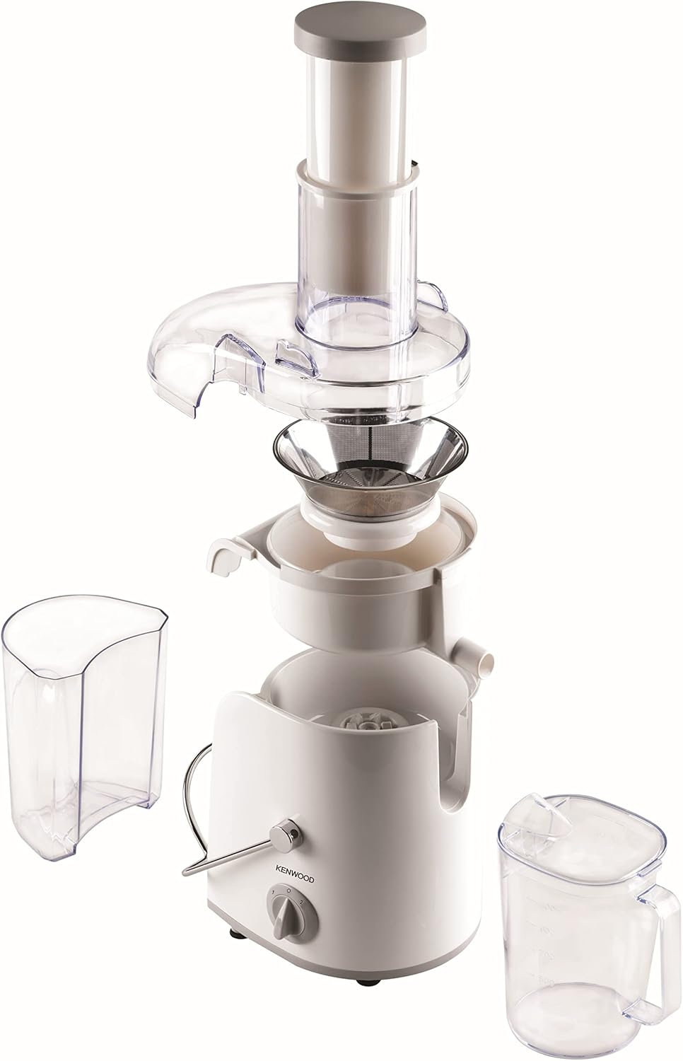 Kenwood Juicer 800W Juice Extractor with 75mm Wide Feed Tube, 2 Speed, Transparent Juice Jug, Pulp Container, Anti-Drip for Home, Office, Restaurant & Cafeteria JEP02.A0WH White
