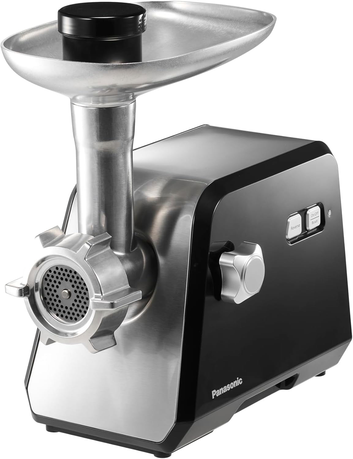 Panasonic 2000W Powerful Meat Grinder, 3.4Kg mincing/min, Durable Die-Cast Aluminium Hopper Plate, 3 Cutting Plates, Sausage & Kubbe Attachment, Cleaning Brush - MK-GX2010KTZ