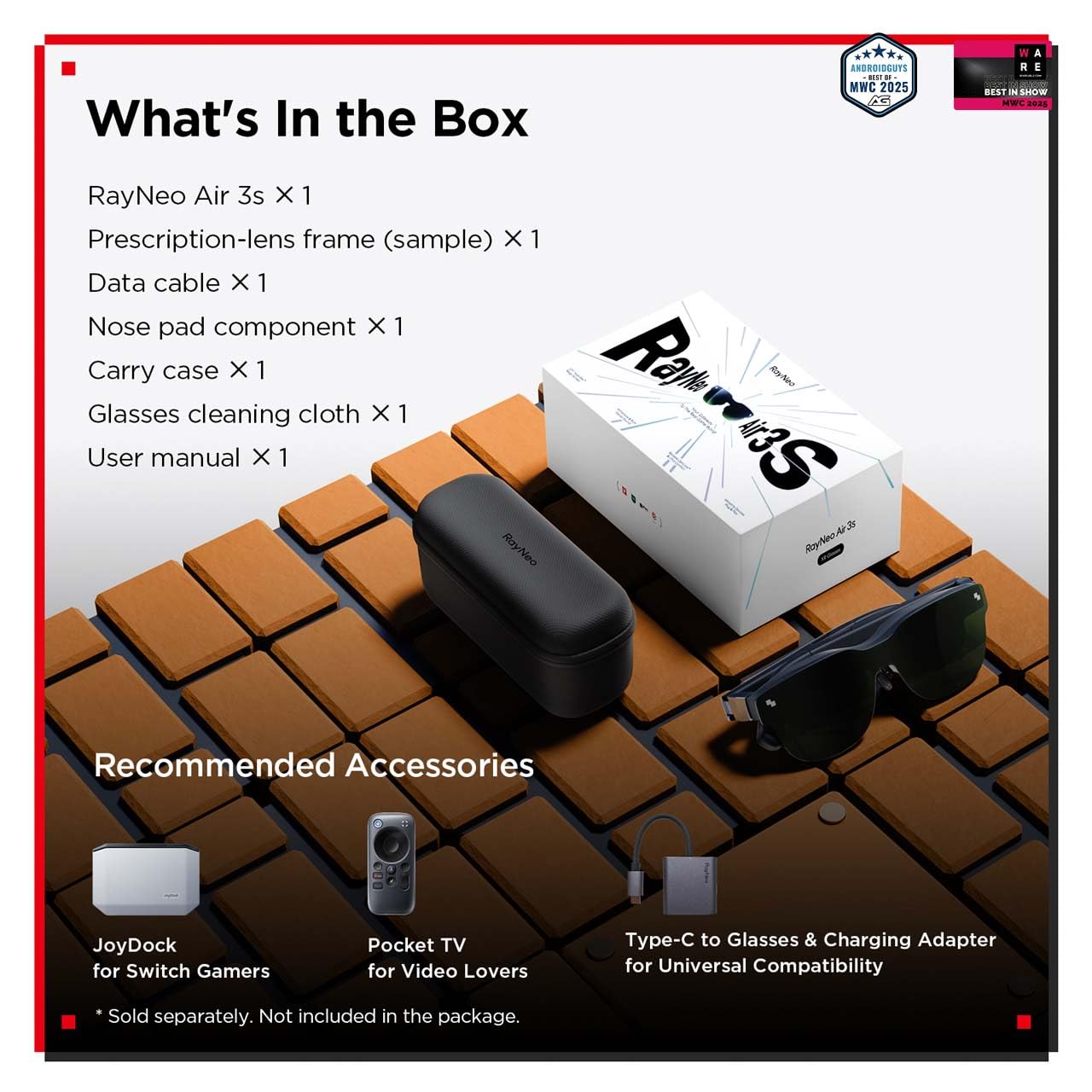 RayNeo Air 3s AR Glasses 201" Portable Cinema for Movies & Games