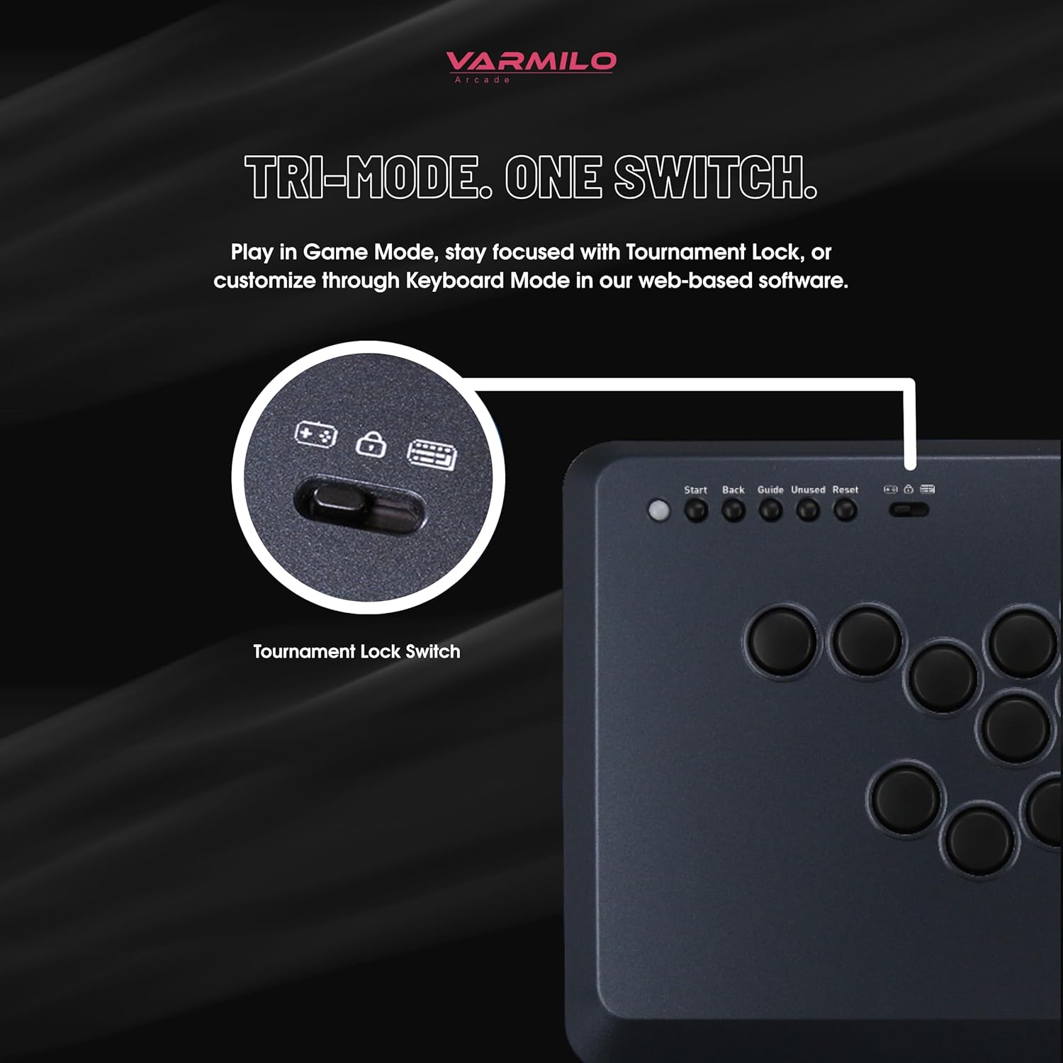 Varmilo Fighting King 2 Arcade Controller for PC - Classic Black
