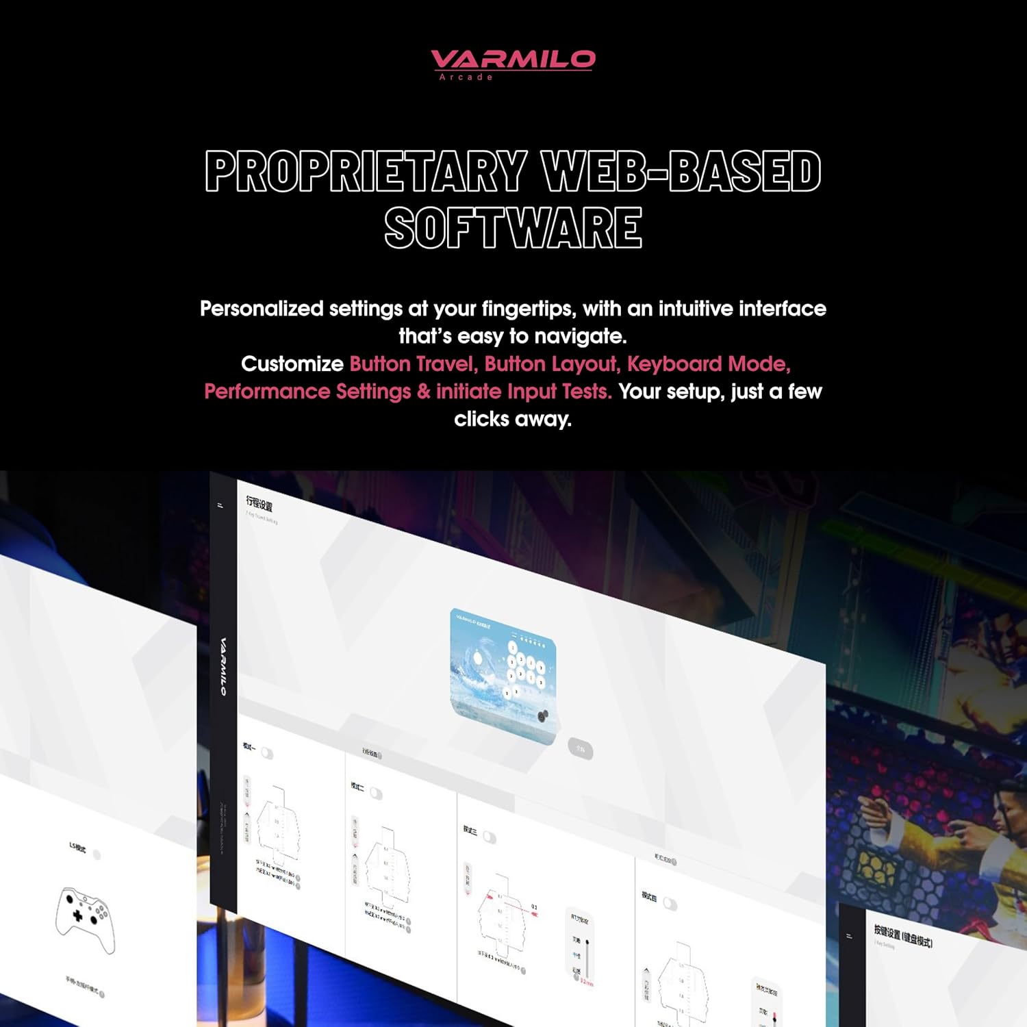 Varmilo Fighting King 2 Arcade Controller for PC - Classic Black