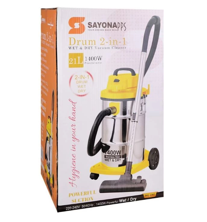 Sayona Wet & Dry Vacuum Cleaner SVC - 2362, Yellow & Black