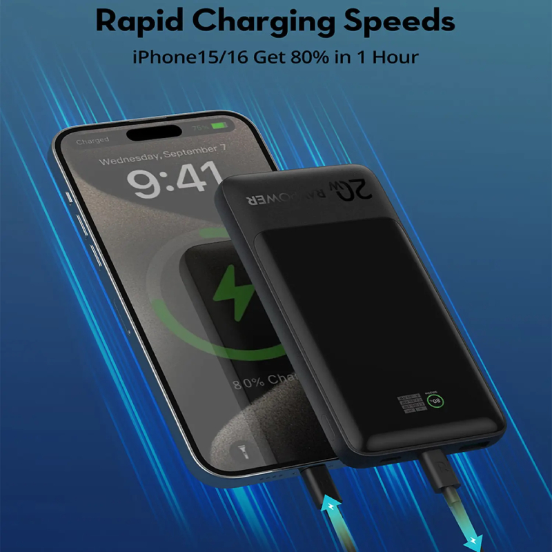 RAVPower PD Pioneer 10000mAh 20W 3-Port Power Bank - Black