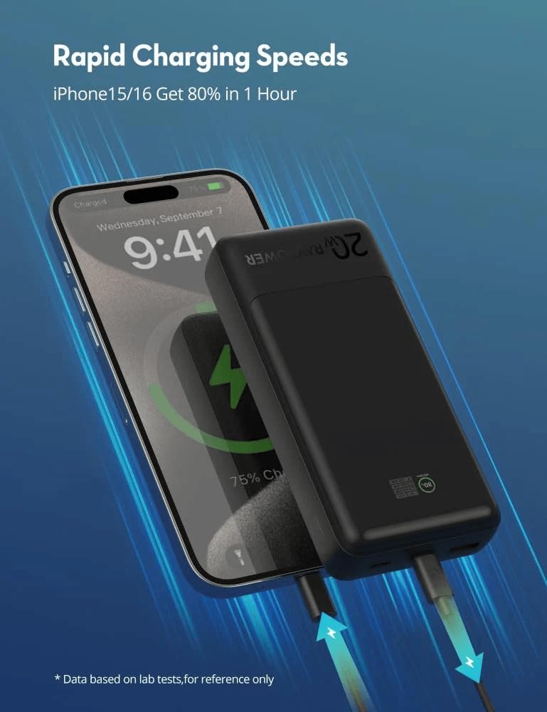 RAVPower RP-PB1238 PD20W Pioneer 20000mAh 3-Port Power Bank - Black