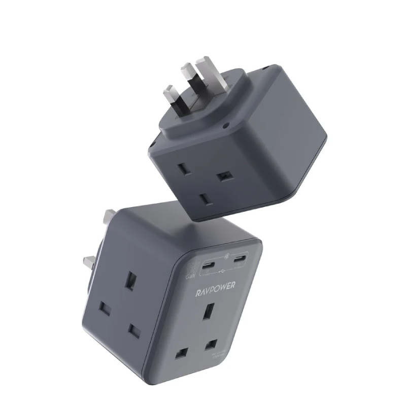 RAVPower RP-PC1066 GaN 45W Power Outlet Extender with 3 AC Outlets and 2 USB-C - Black