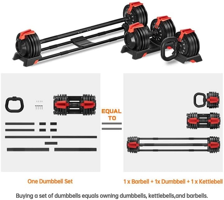 King Smith 24KG adjustable dumbbell, kettlebell, barbell 3-in-1 - Black