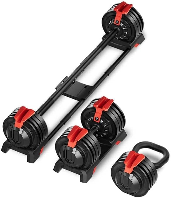 King Smith 24KG adjustable dumbbell, kettlebell, barbell 3-in-1 - Black