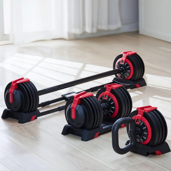 King Smith 24KG adjustable dumbbell, kettlebell, barbell 3-in-1 - Black