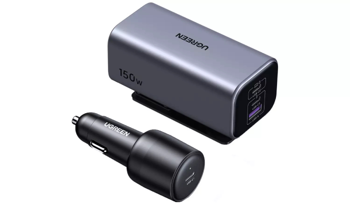 UGreen 150W 4-Port GaN Fast Car Charger - Space Grey