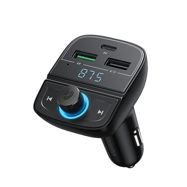 UGreen Bluetooth Car Charger 3-Port, 5.0+PD+QC3.0+USB Flash Drive+TF - Black