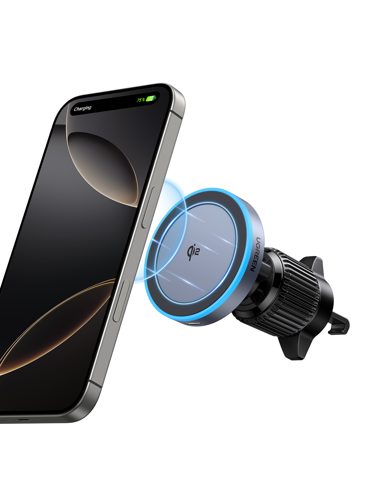 UGreen Magnetic Car Wireless Charger, Black - 15W