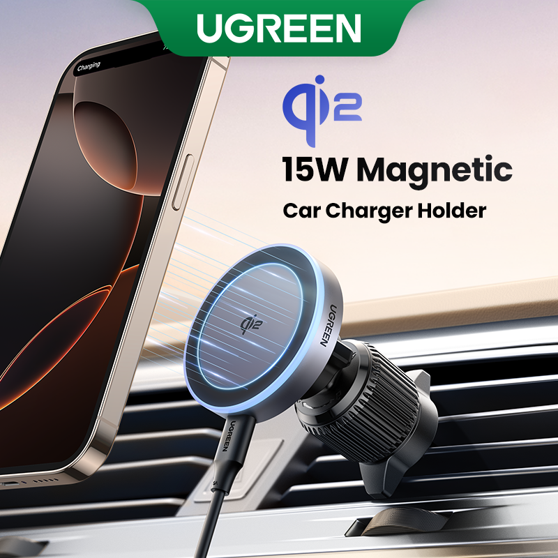 UGreen Magnetic Car Wireless Charger, Black - 15W