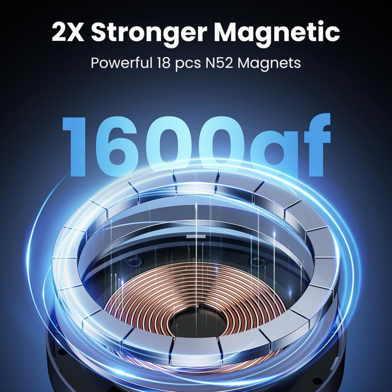 UGreen Magnetic Car Wireless Charger, Black - 15W