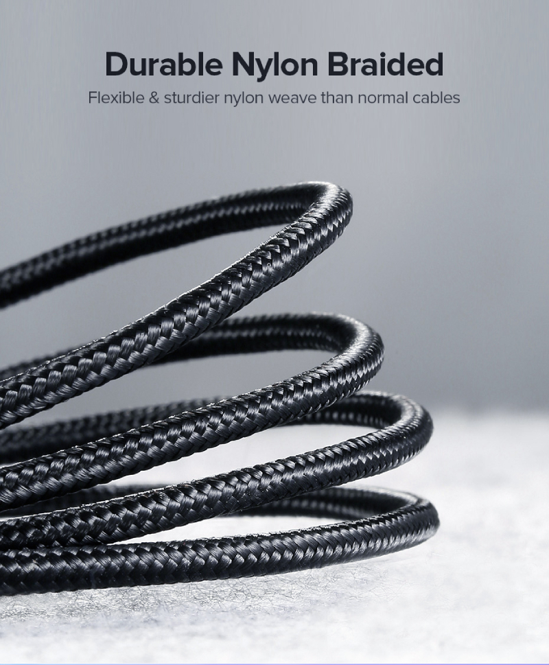 UGreen USB-A 2.0 to USB-C Cable Nickel Plating Aluminum Braid 1.5m - Black