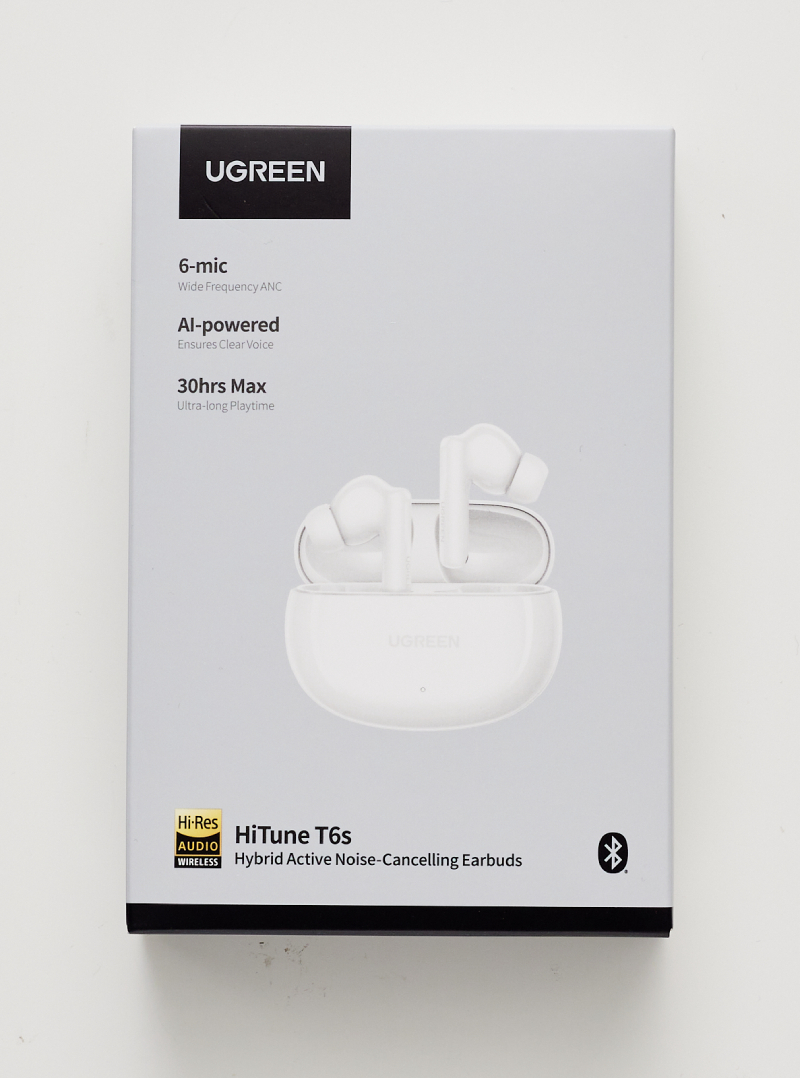 UGreen HiTune T6s Hybrid Active Noise-Cancelling Earbuds - White