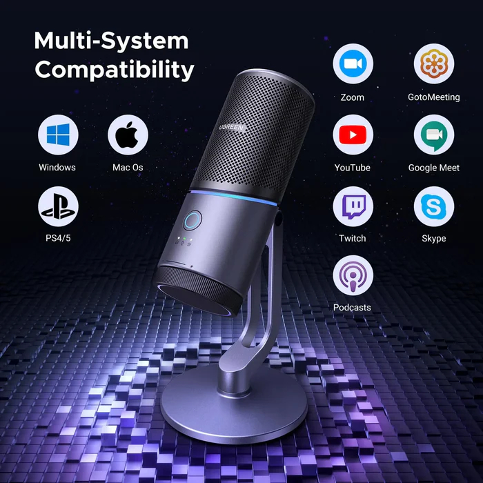 UGreen Desktop USB A-C Microphone for PC - Grey