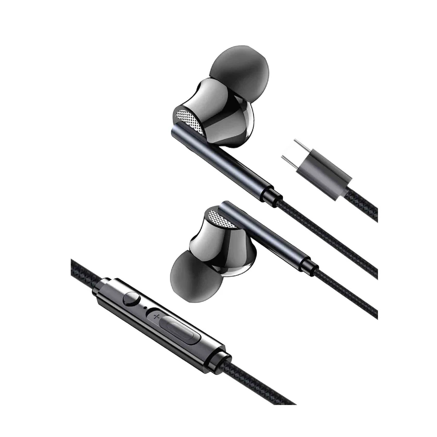 SIA Soundlink Wired Type-C Earbuds With Mic & Volume Control 1.2M - Black