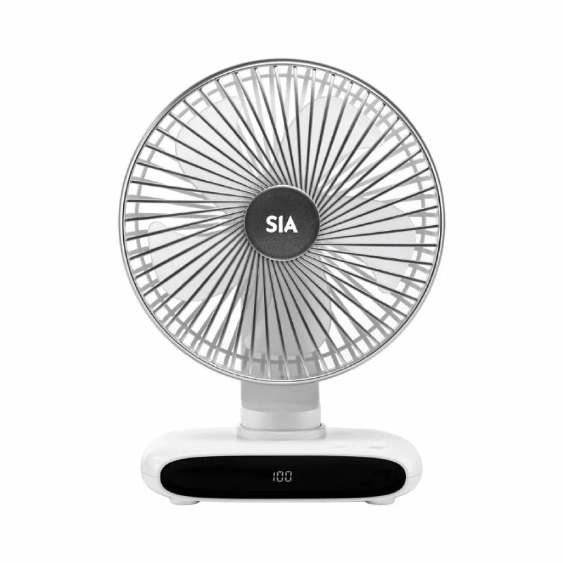SIA Desktop Fan Rechargeable 3600mAH Oscillating - White
