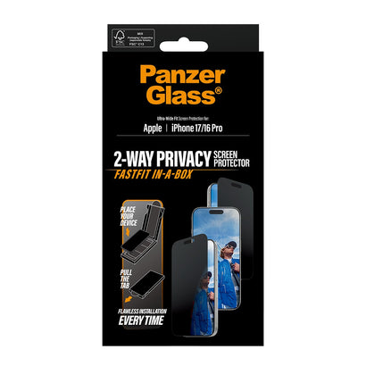 PanzerGlass Privacy Screen Protector iPhone 17 Ultra-Wide Fit with Fastfit in-a-box - Clear