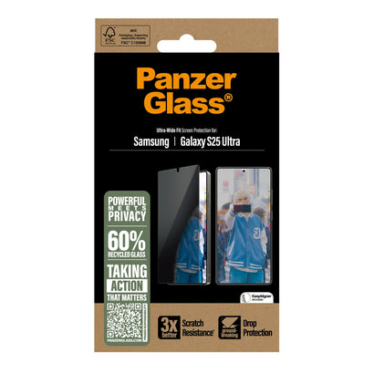 PanzerGlass Privacy Screen Protector Samsung S 2025 Ultra, Ultra-Wide Fit - Clear