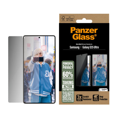 PanzerGlass Privacy Screen Protector Samsung S 2025 Ultra, Ultra-Wide Fit - Clear