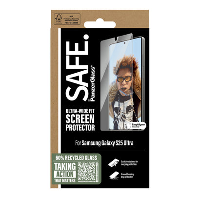 SAFE by PanzerGlass Screen Protector Samsung S25 Ultra, Ultra-Wide Fit with Aligner - Clear