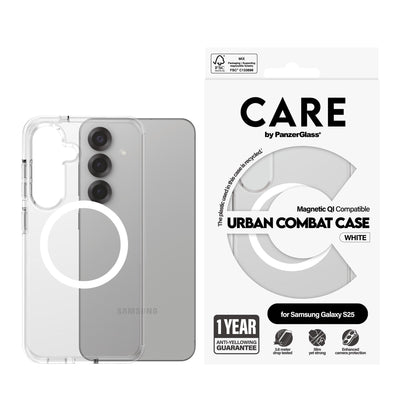 CARE by PanzerGlass Transparent Urban Combat Case with QI Compatible Samsung S25 - Clear