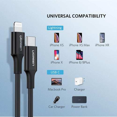UGreen USB-C to Lightning Cable M/M Nickel Plating ABS Shell 1m - Black