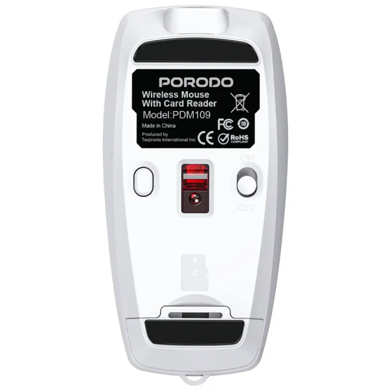 Porodo Wireless Mouse 1600DPI with Card Reader - Silver