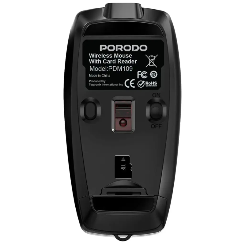 Porodo Wireless Mouse 1600DPI with Card Reader - Black