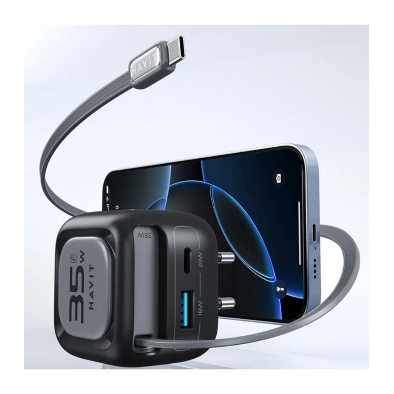 Havit UC250 A-UK Wall Charger 35W +USB-C Cable Black & Grey