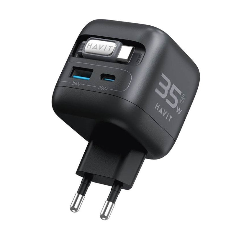 Havit UC250 A-UK Wall Charger 35W +USB-C Cable Black & Grey