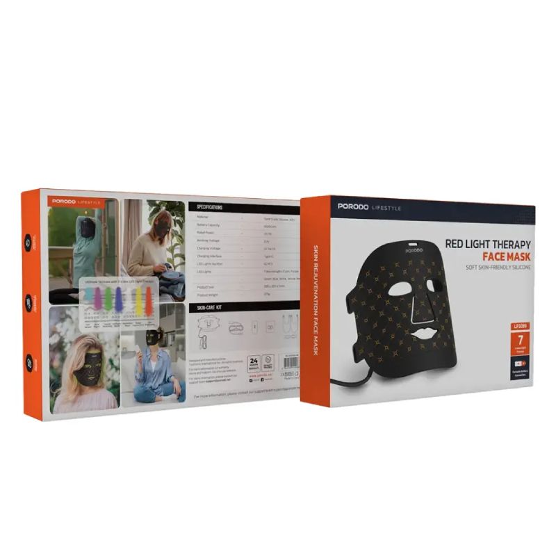 Porodo Lifestyle Red Light Therapy Face Mask - Black