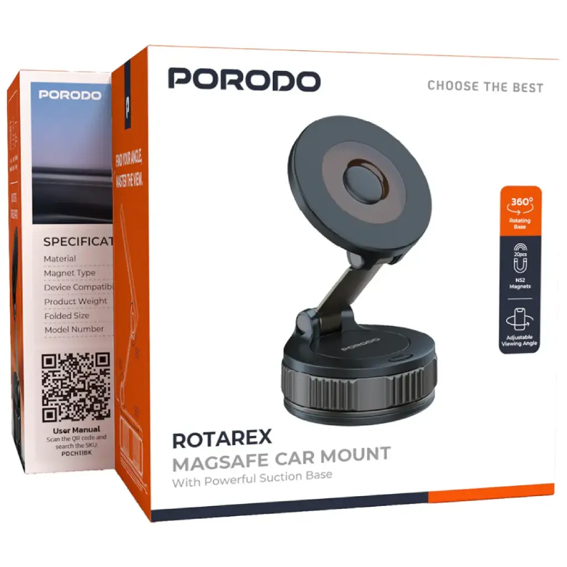 Porodo Rotares Megsafe Car Mount - Black
