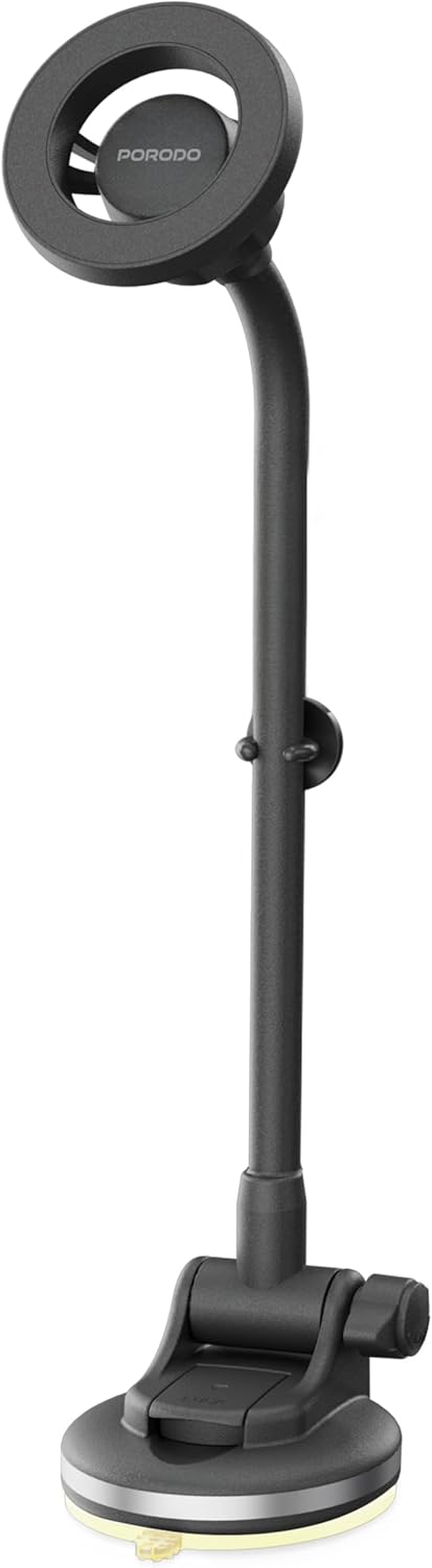 Porodo Vindex Magnetic Car Mount with Extended Flexible Pole - Black